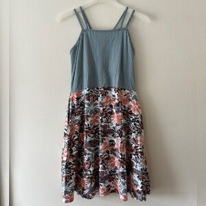 pact Organic Women’s Blue Striped Bodice Floral Fit & Flare Dress Size XL